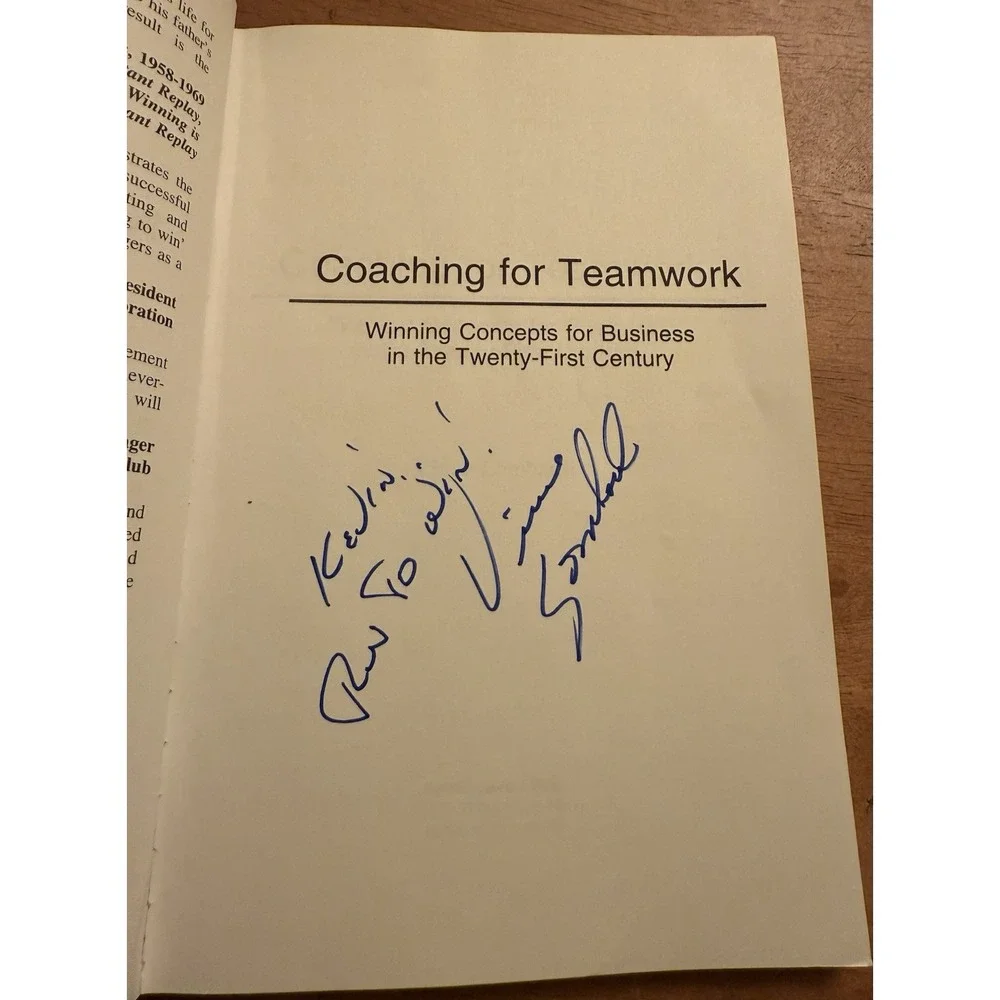 Signed Vince Lombardi Coaching‎ for Teamwork- Winning Concepts For Business Book